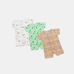 Rompers Rainbow, Zebra & Giraffe-(Pack Of 3)